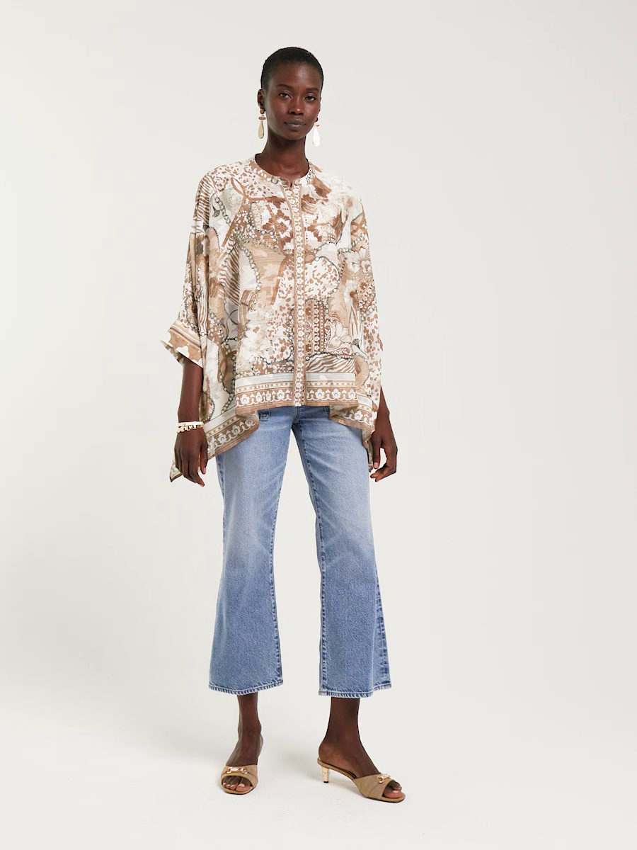 Neutral Luxe Button Poncho