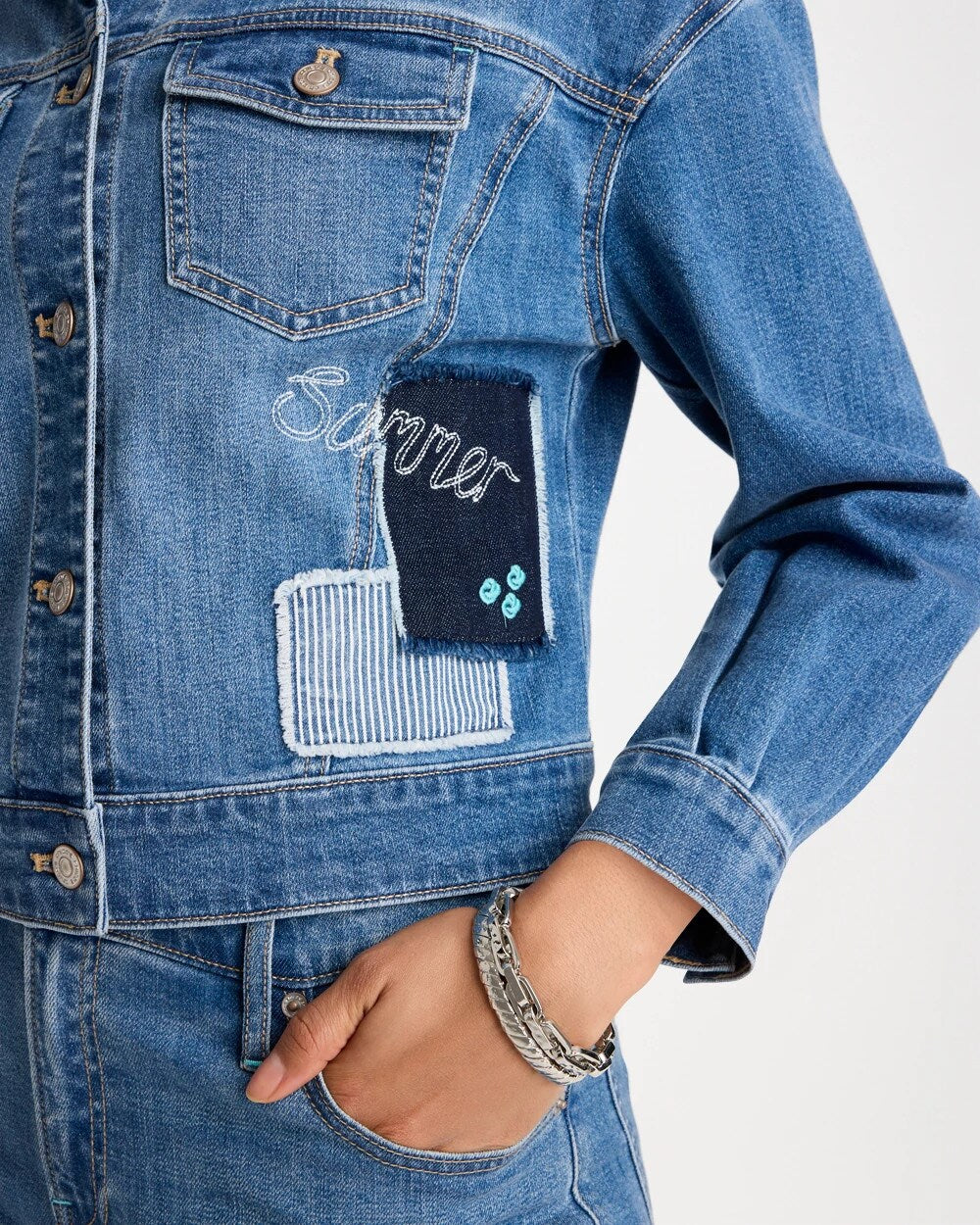 Denim Parrot Pocket Jacket