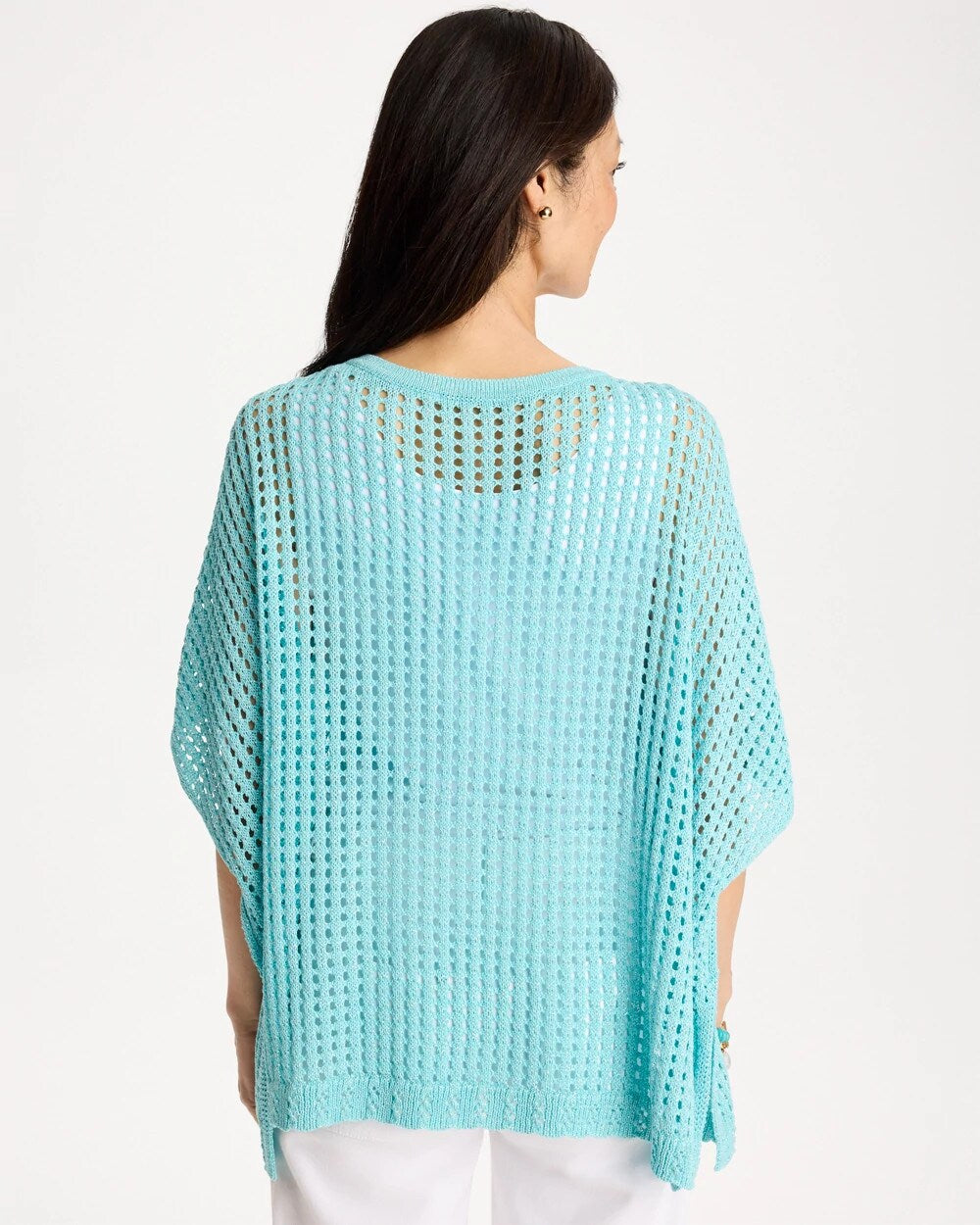 Lurex Open-Stitch Sweater Poncho