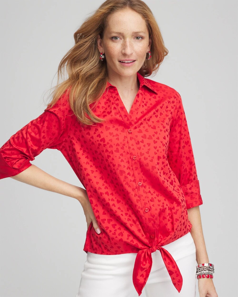 No Iron Valentine's Day Tie-Front Top