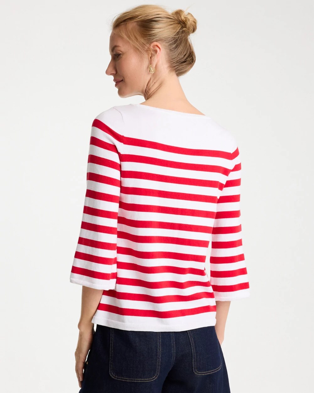 Cotton-Blend Americana Striped Intarsia Sweater