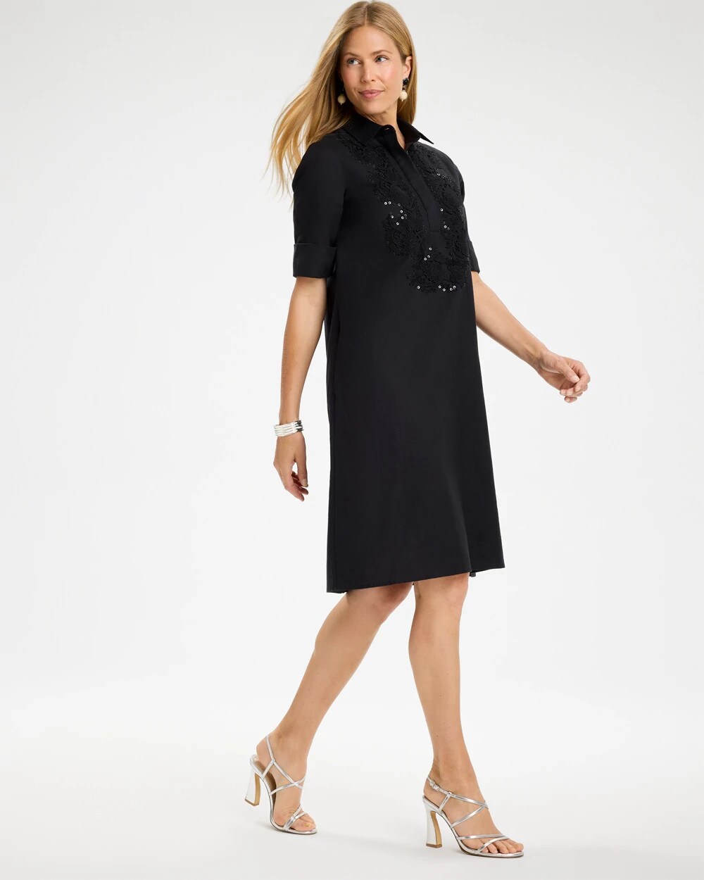 Embellished Linen Popover Dress