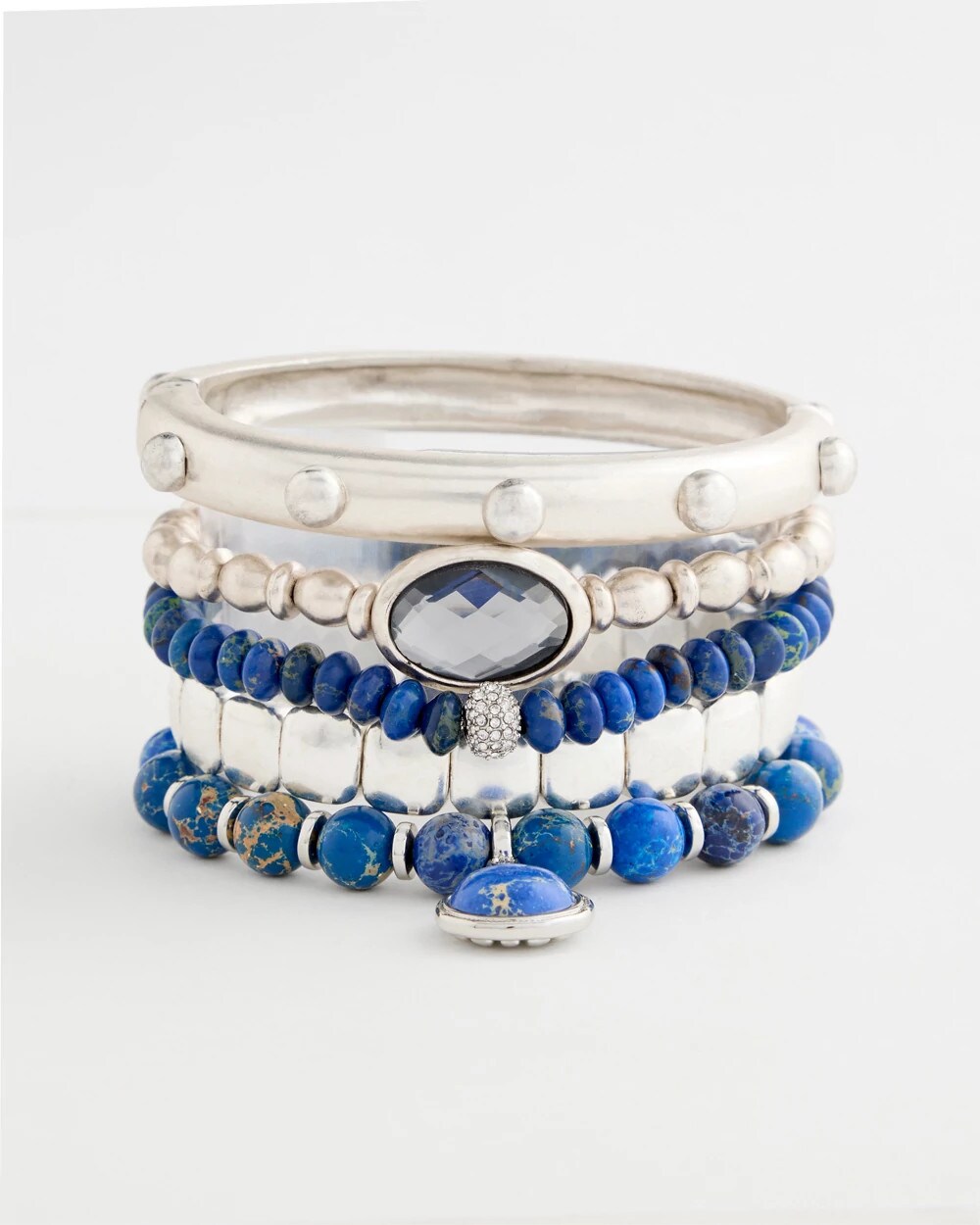 Blue Jasper Stretch Charm Bracelet