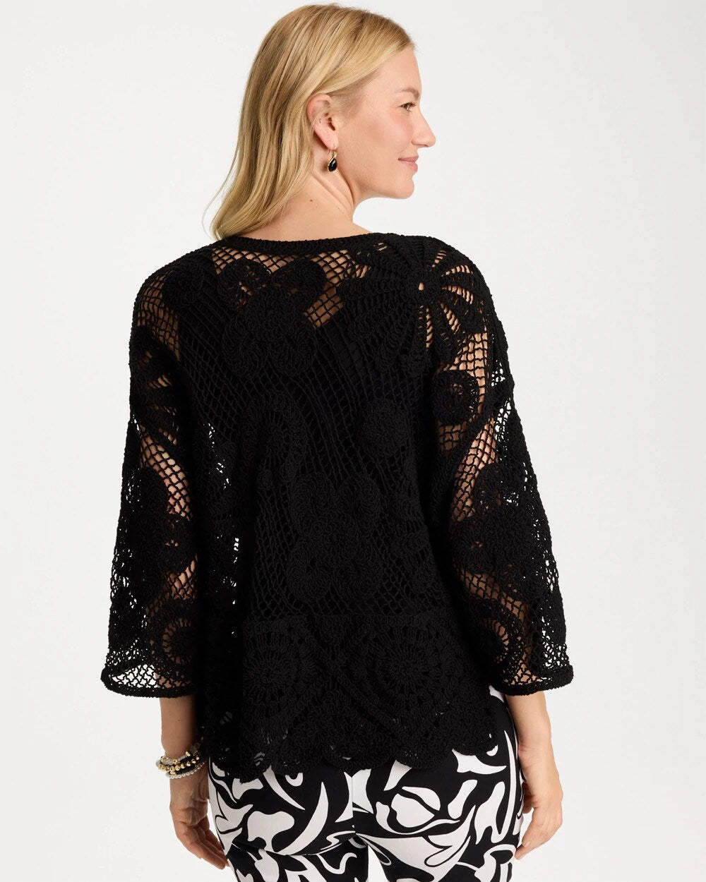 Crochet Lace Sequin Short Kimono