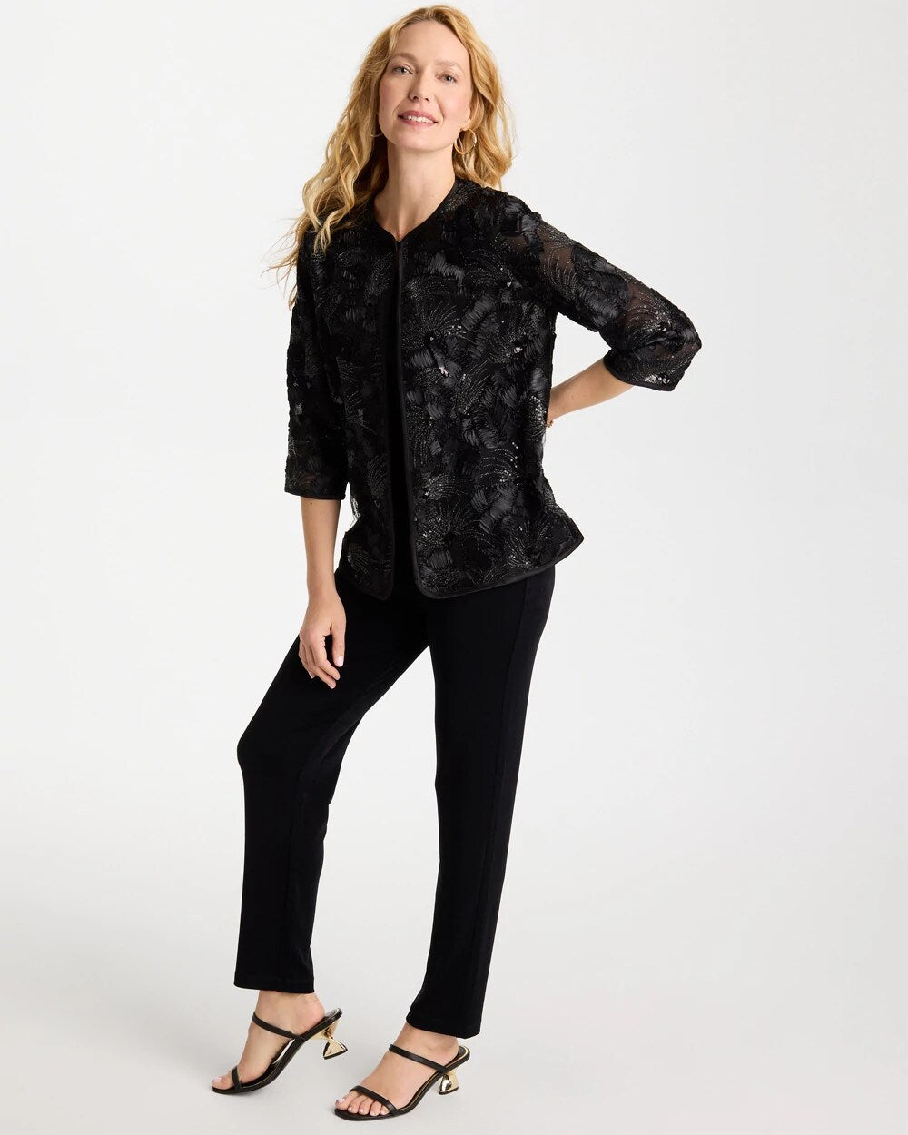 Travelers Collection Sequin Mesh Soutache Jacket