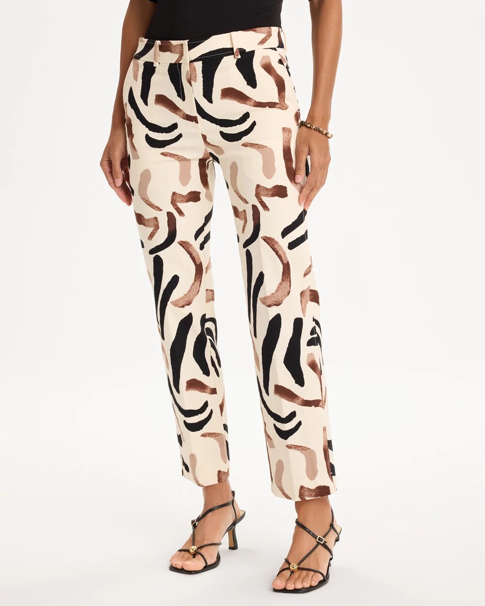 Emme Slim Island Print Straight Crop Pants