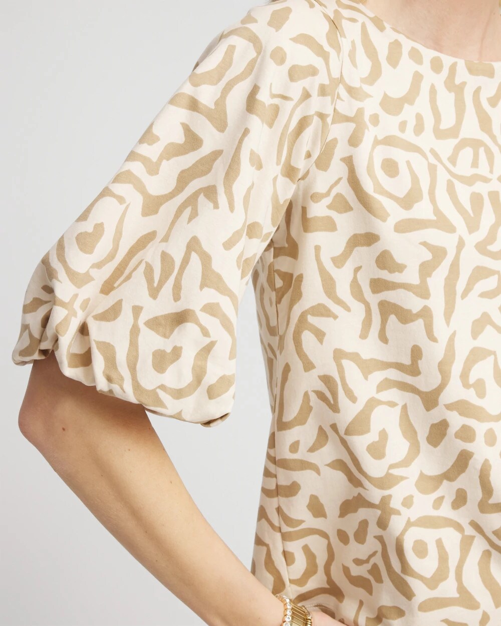 Animal Print Bubble Sleeve Top
