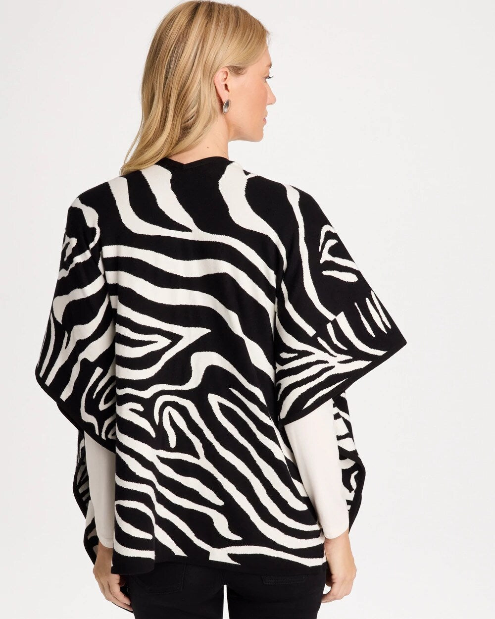 Reversible Jacquard Zebra Open-Front Ruana