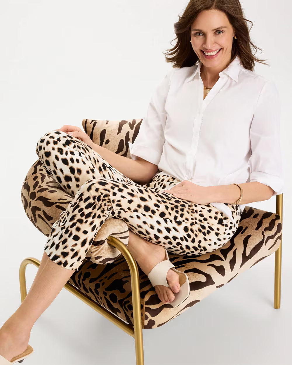 Animal Print Brigitte Slim Pull-On Crop Pant