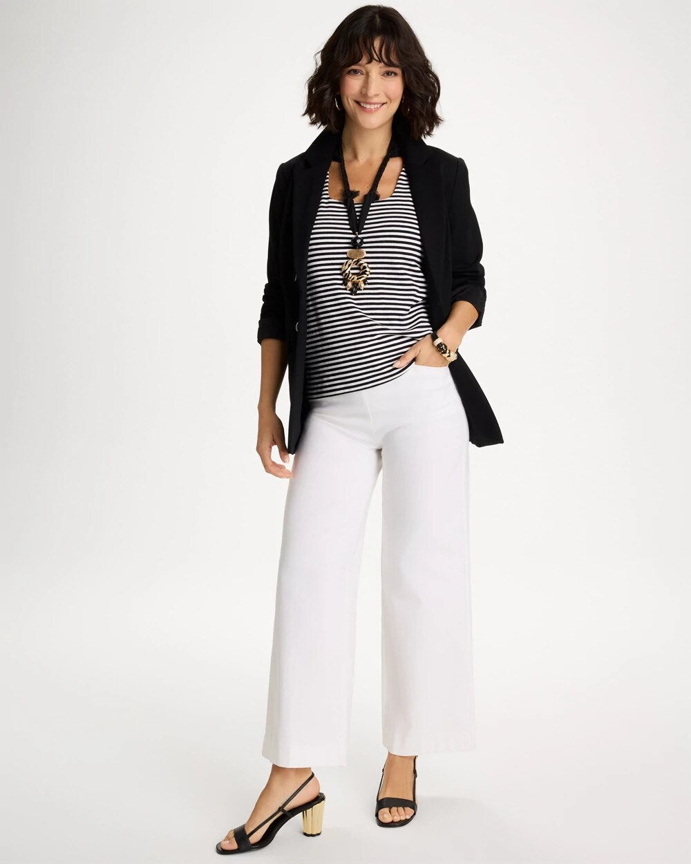 Striped Contour Cotton Square Neck Tank