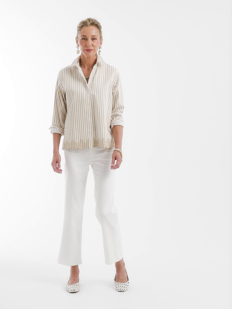 No Stain Pull-On Straight Cropped Jeans