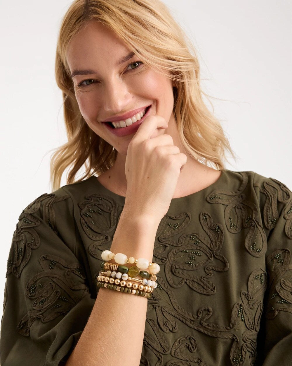 Green Stretch Bangle Set of Five