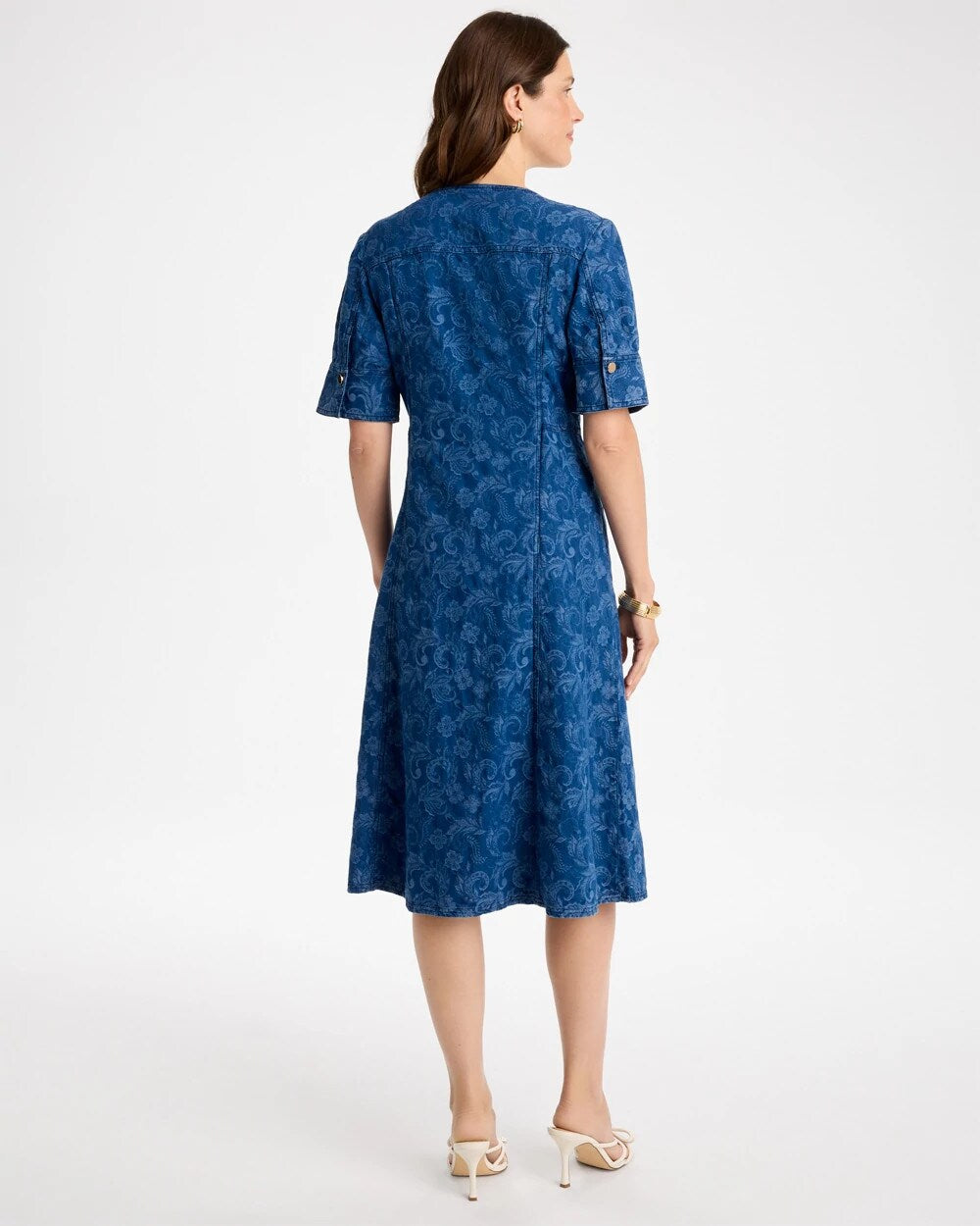 Denim Jacquard Midi Dress