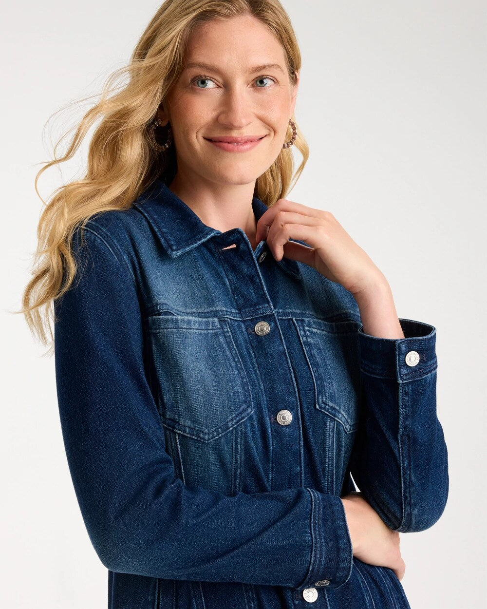 Knit Denim Elongated Topper