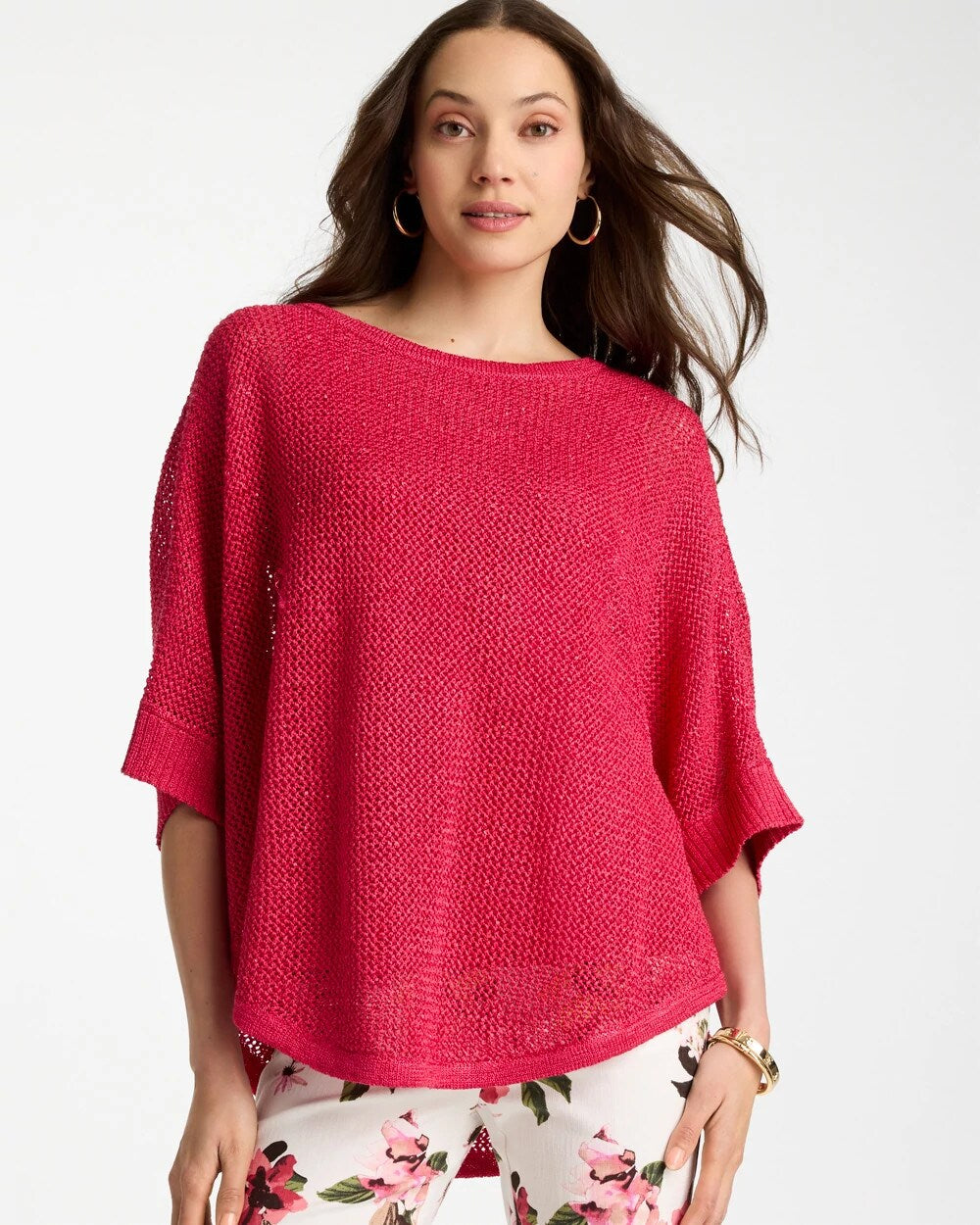 Sequin Boatneck Rounded Hem Poncho
