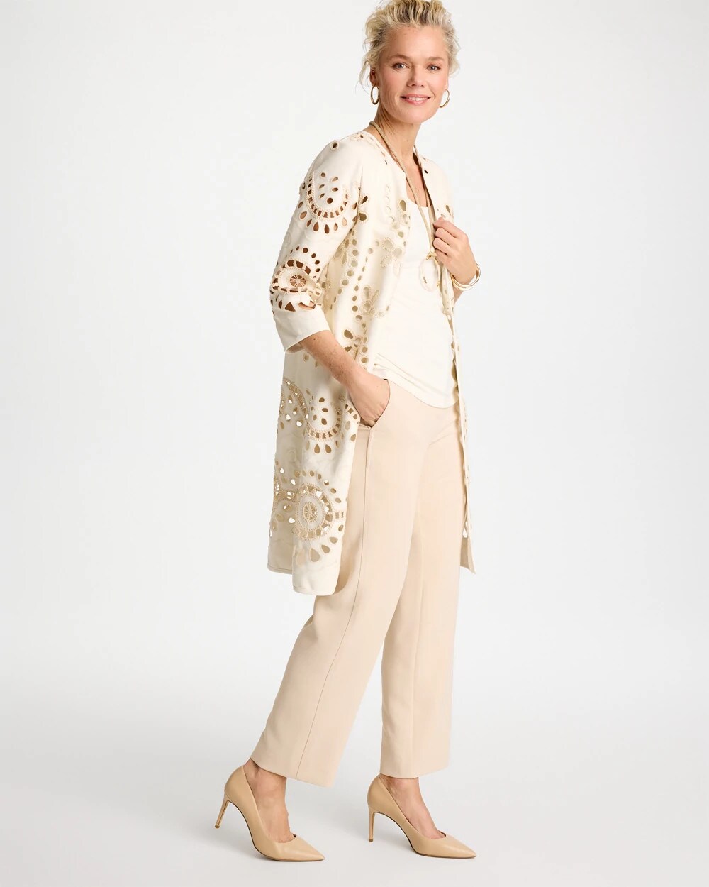 Long Faux Leather Kimono
