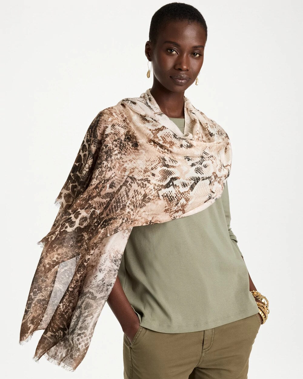 Python Printed Oblong Scarf