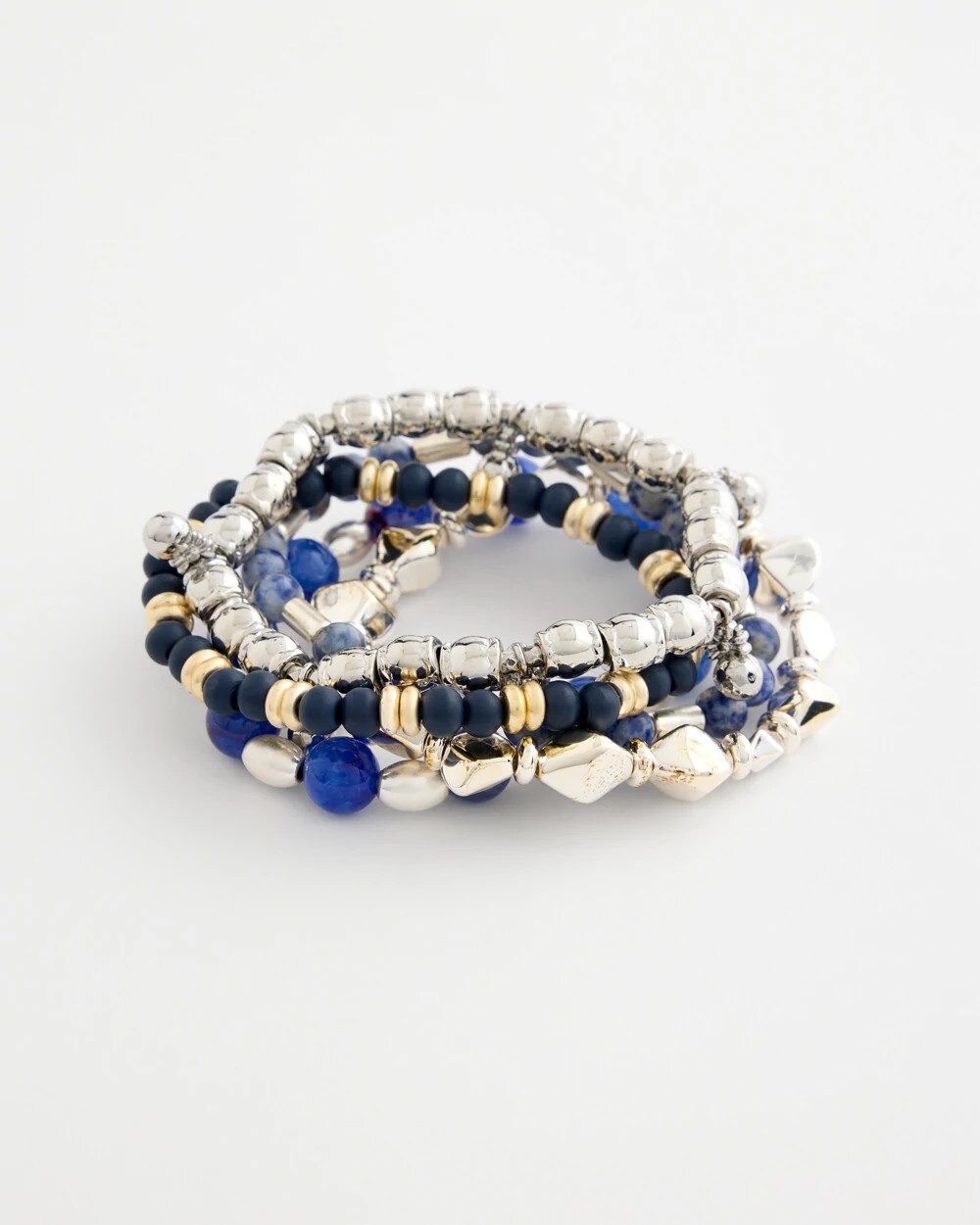 Stretch Set Of Five Genuine Stone Bracelets