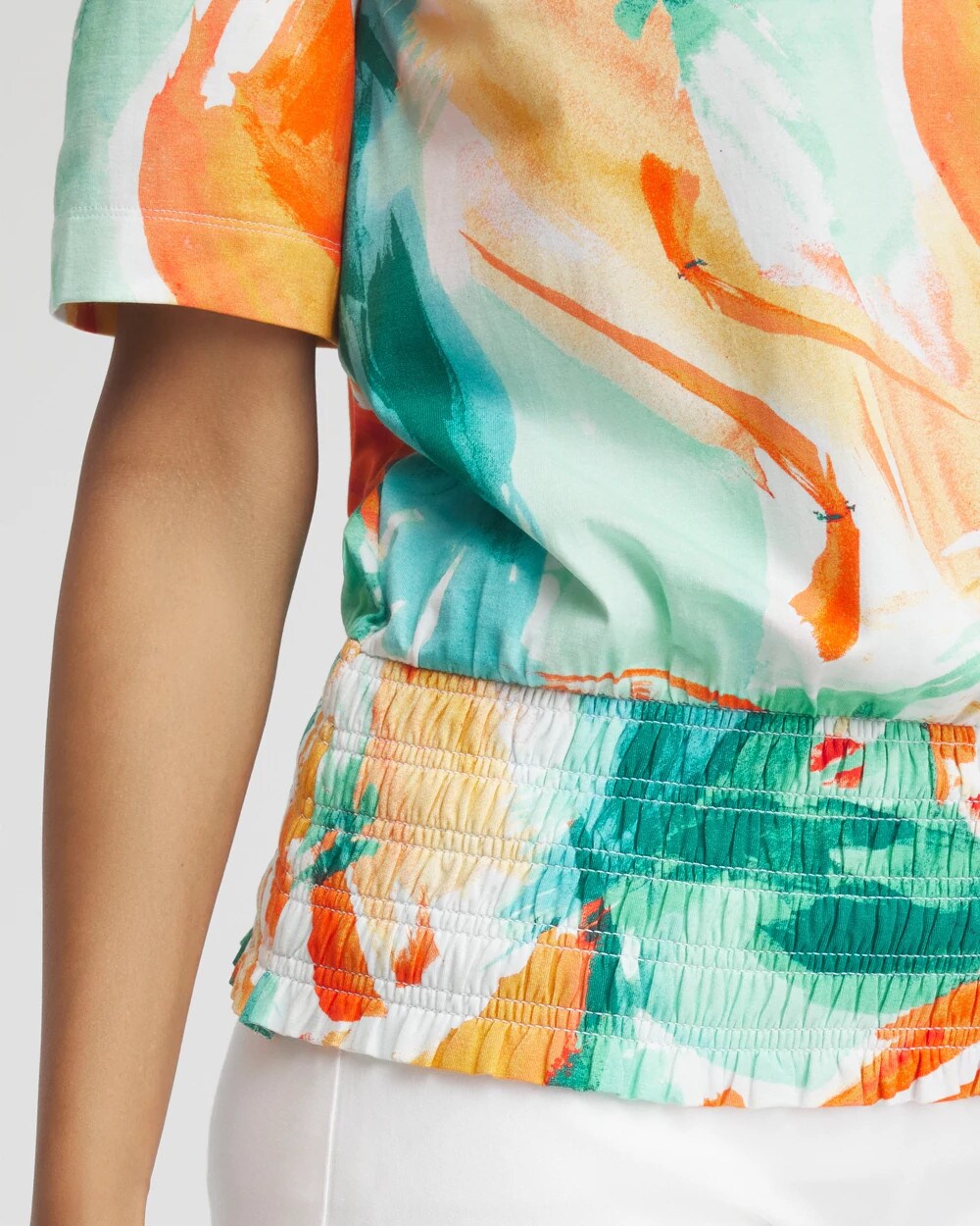 Touch of Cool Abstract Smocked Waist Tee