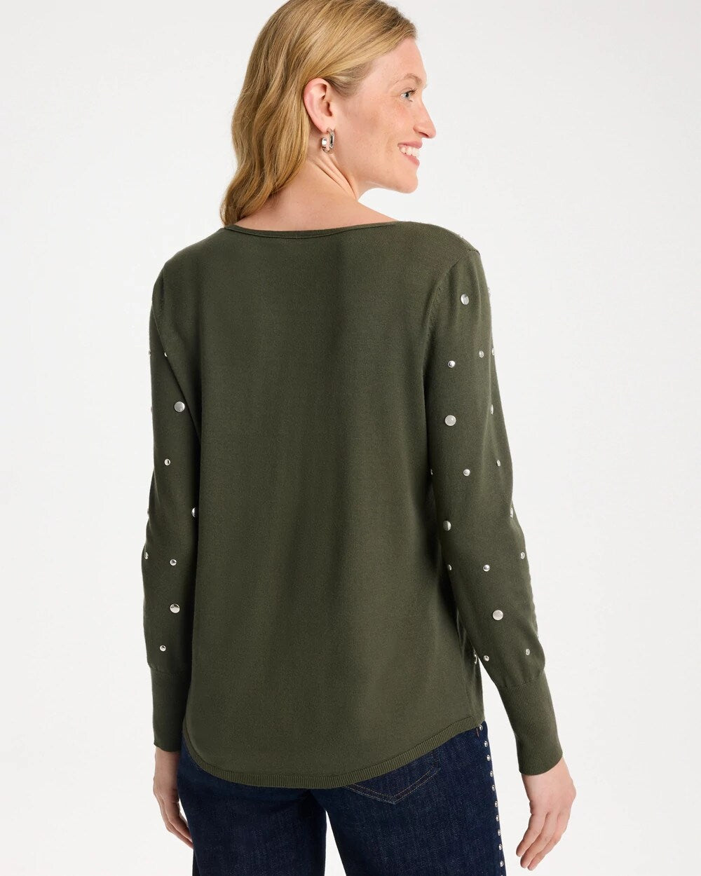 Ella Embellished V-Neck Pullover Sweater