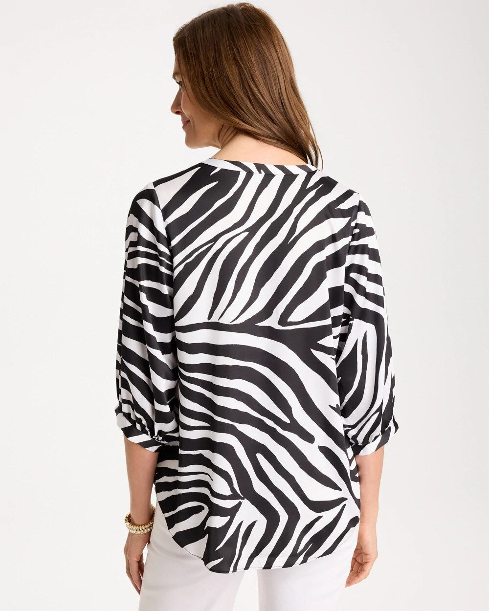 Satin Animal Print Tie-Front Top