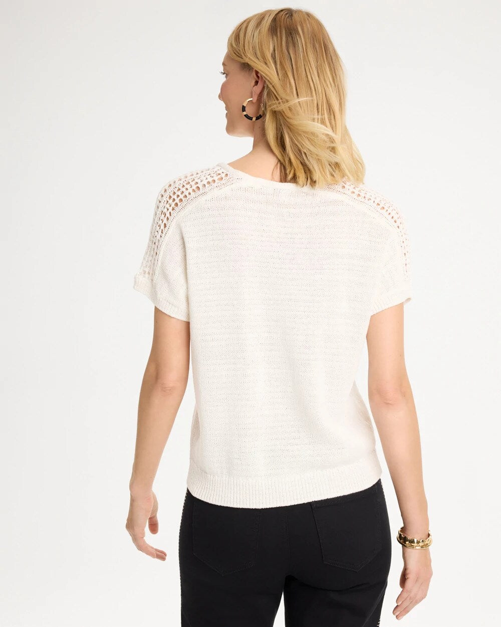 Pointelle Stitch Pullover Sweater