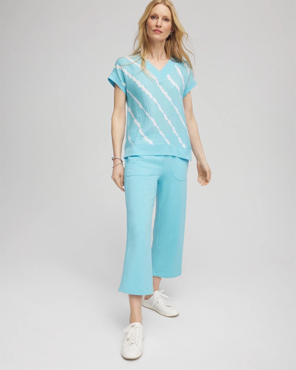 Zenergy French Terry Gauze-Inset Cropped Pants
