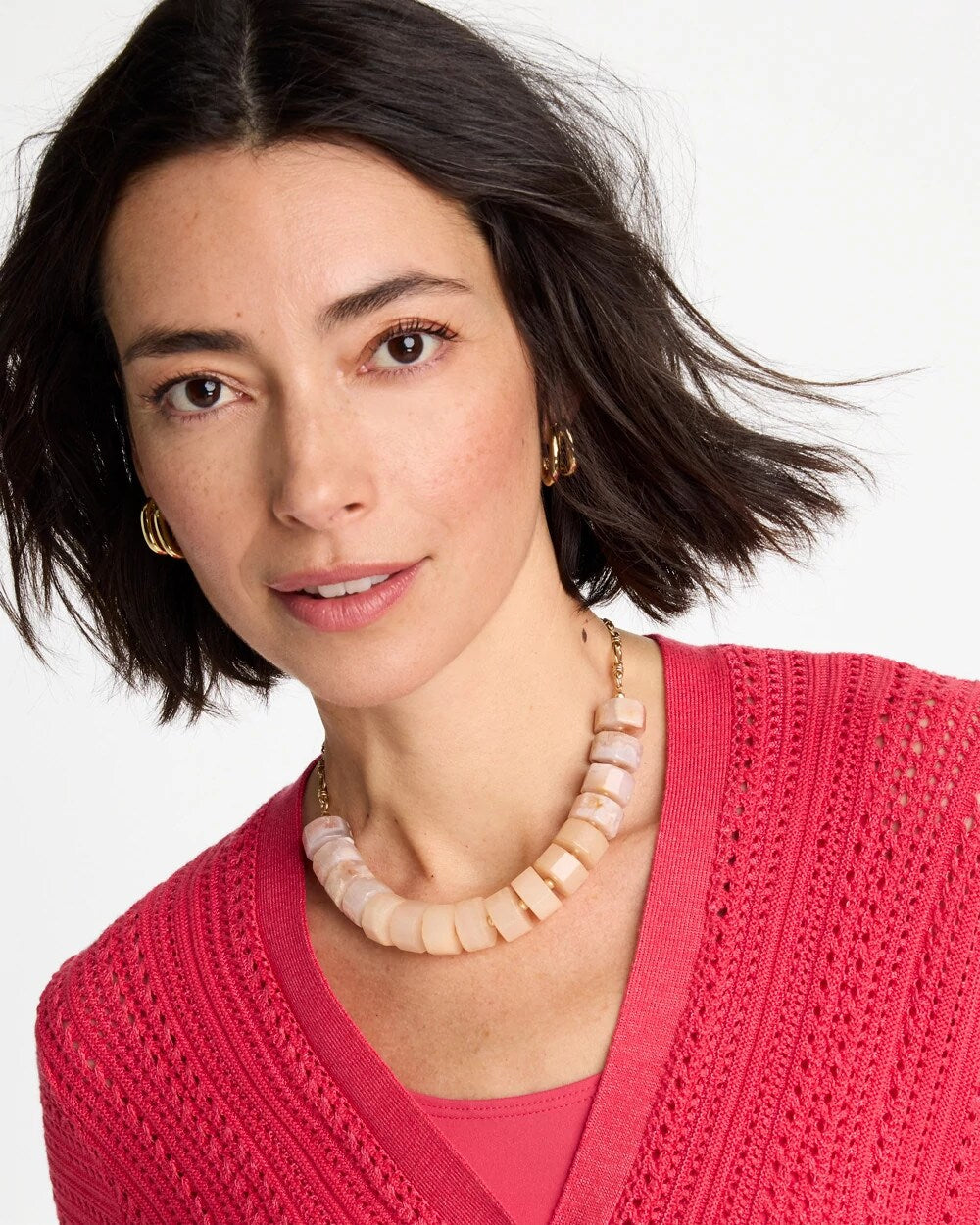 Chico's Originals Neutral Stone Bib Necklace