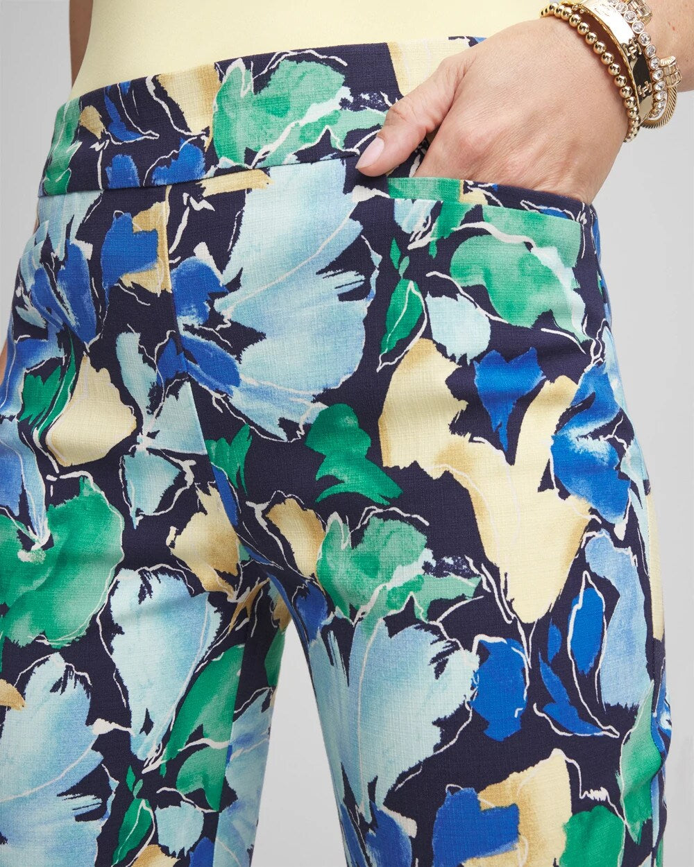 Brigitte Slub Floral Slim Pants