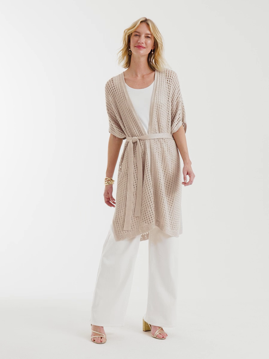 Crochet Knit Belted Ruana