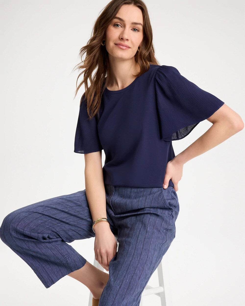 Gauze Sleeve Soft-Stretch Tee