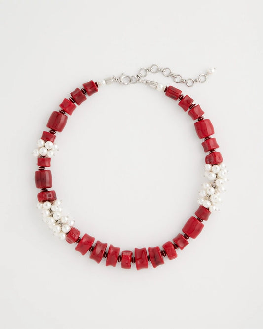 Red Resin Pearlescent Short Necklace