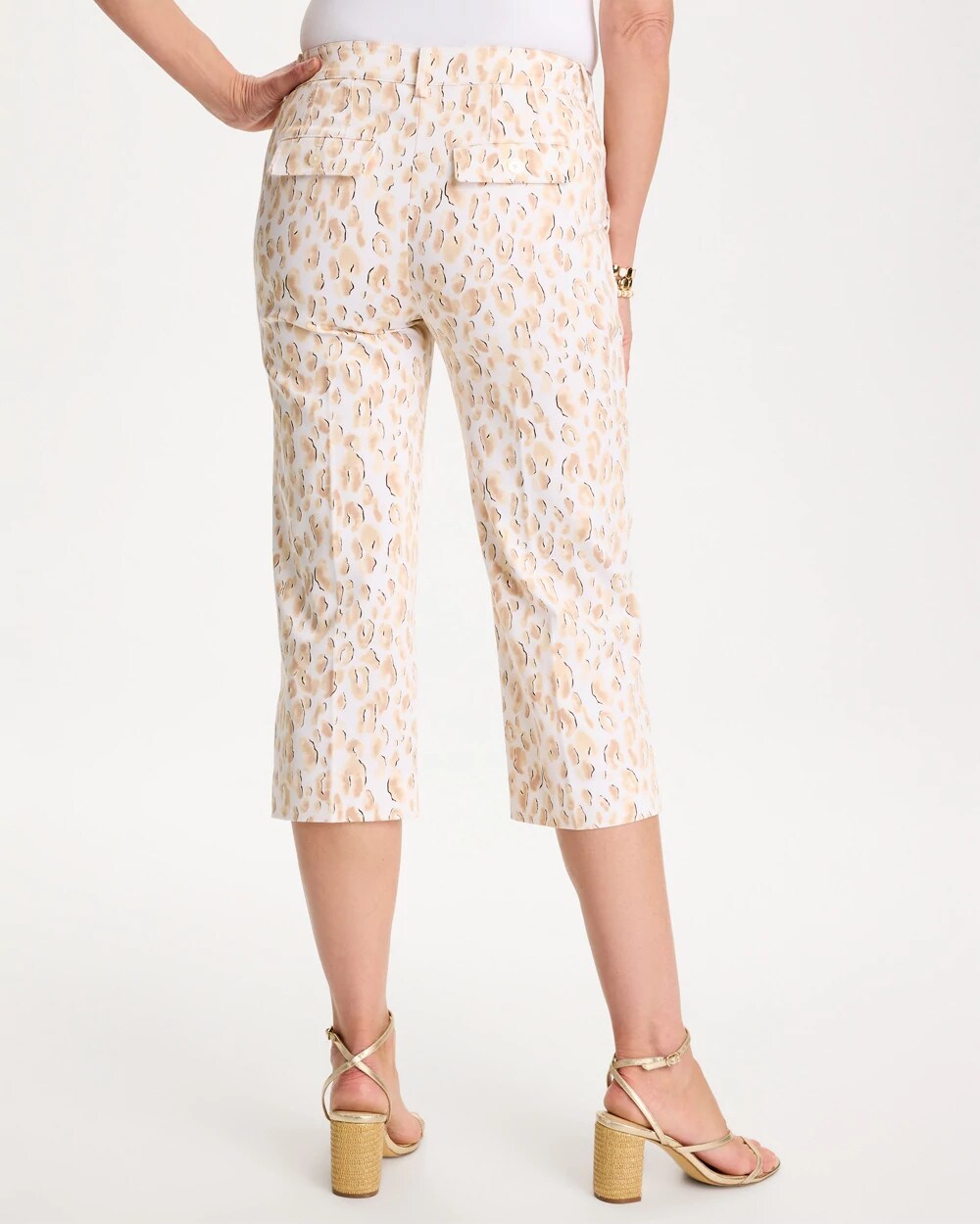 Animal Print Emme Sateen Straight Capri Pants