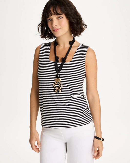 Striped Contour Cotton Square Neck Tank