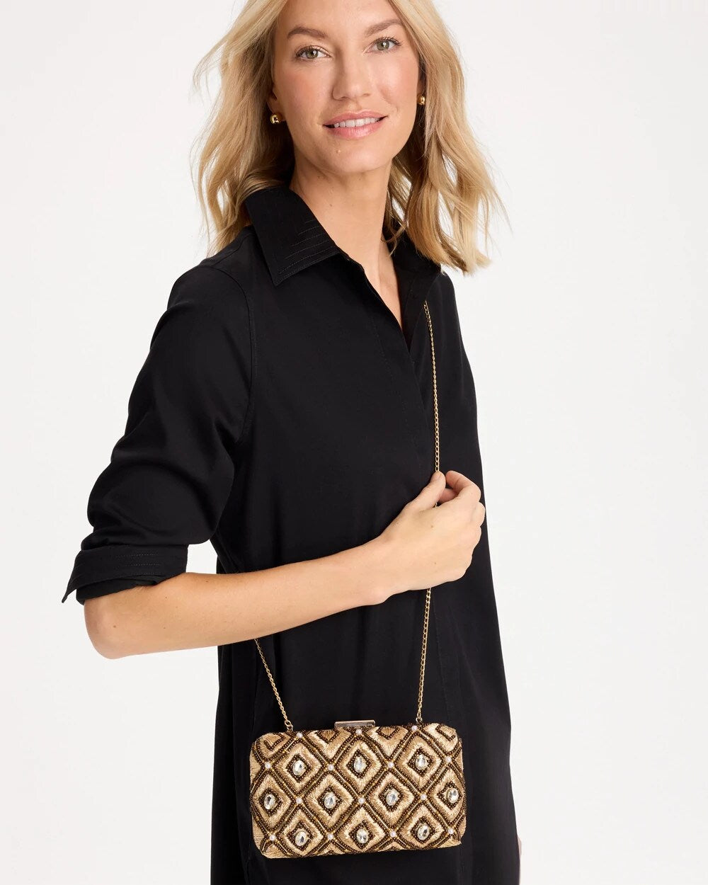 Neutral Embellished Clutch