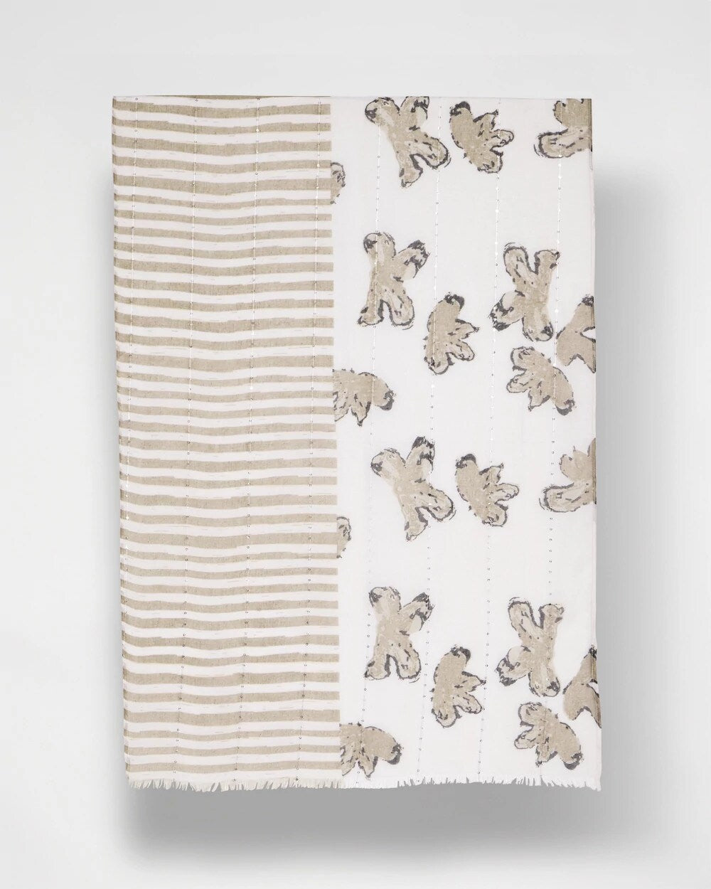 Striped Floral Oblong Scarf