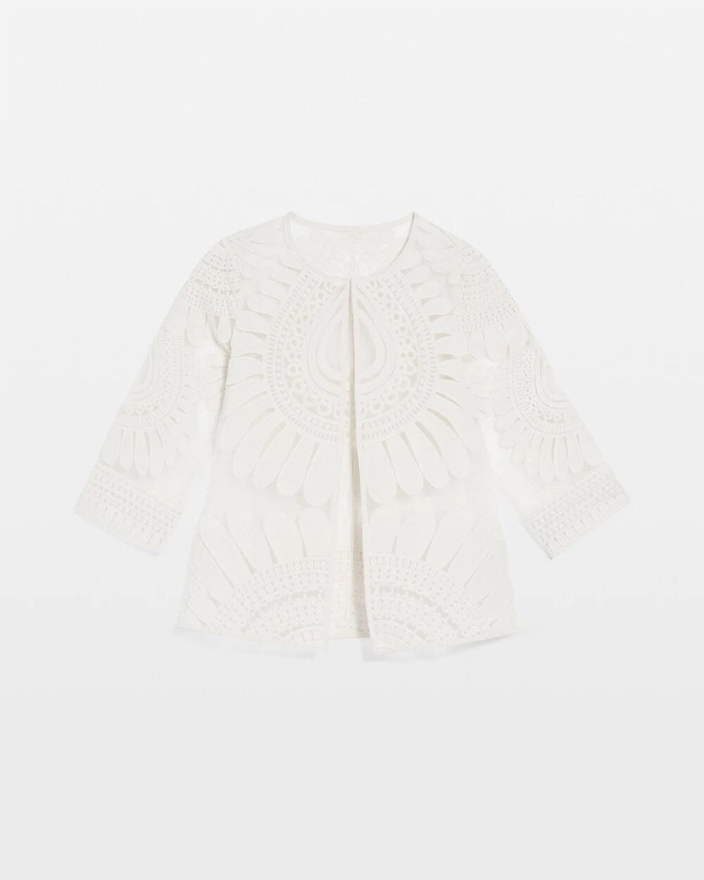 Travelers Collection Embroidered 3/4 Sleeve Jacket