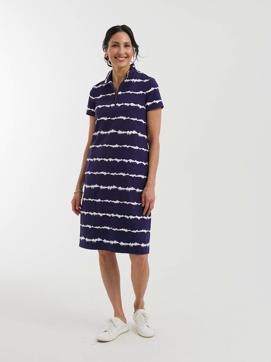 Zenergy UPF Knit Tie Dye Half-Zip Dress
