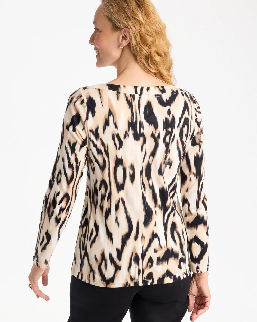 Animal Print Pima Cotton Boatneck Tee