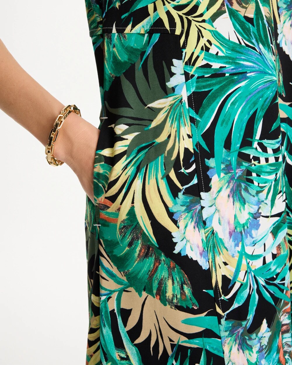 Palm Printed Knit Maxi Dress