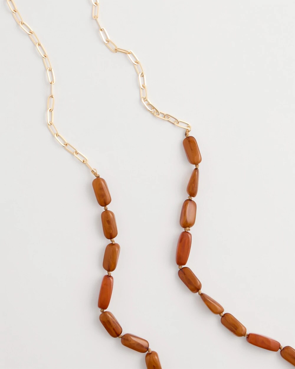 Long Neutral Orange Single-Strand Necklace