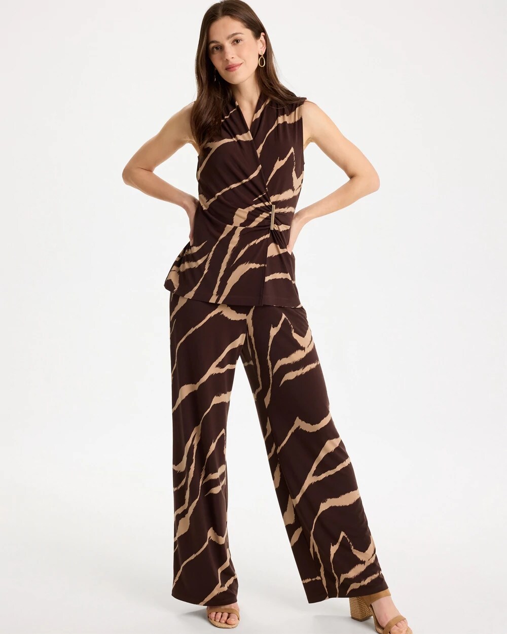 Travelers Zebra Knit Wrap Top