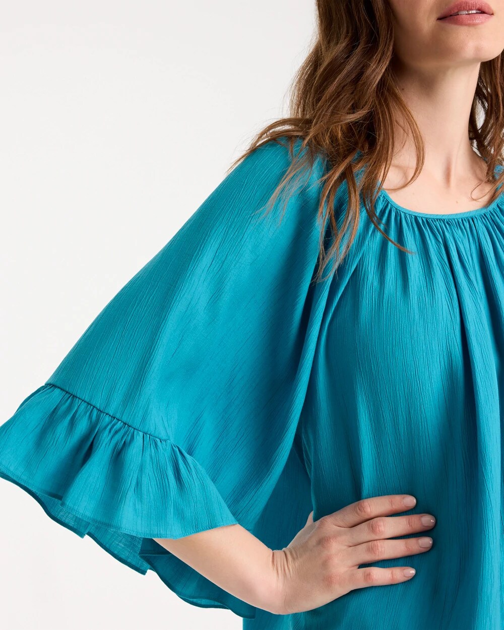 Crinkle Satin Swing Blouse