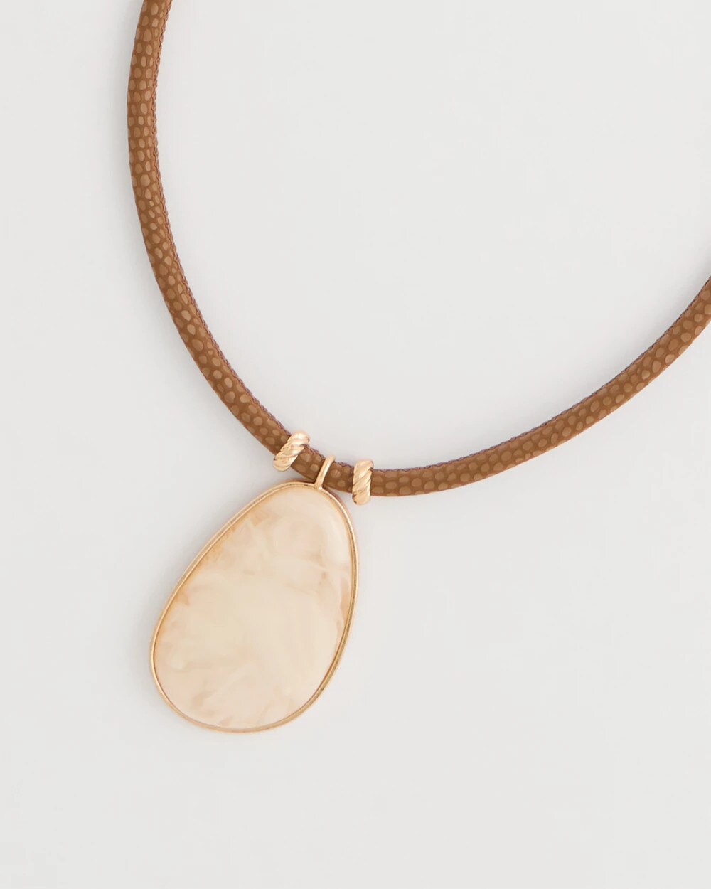 White Resin Pendant Cord Necklace