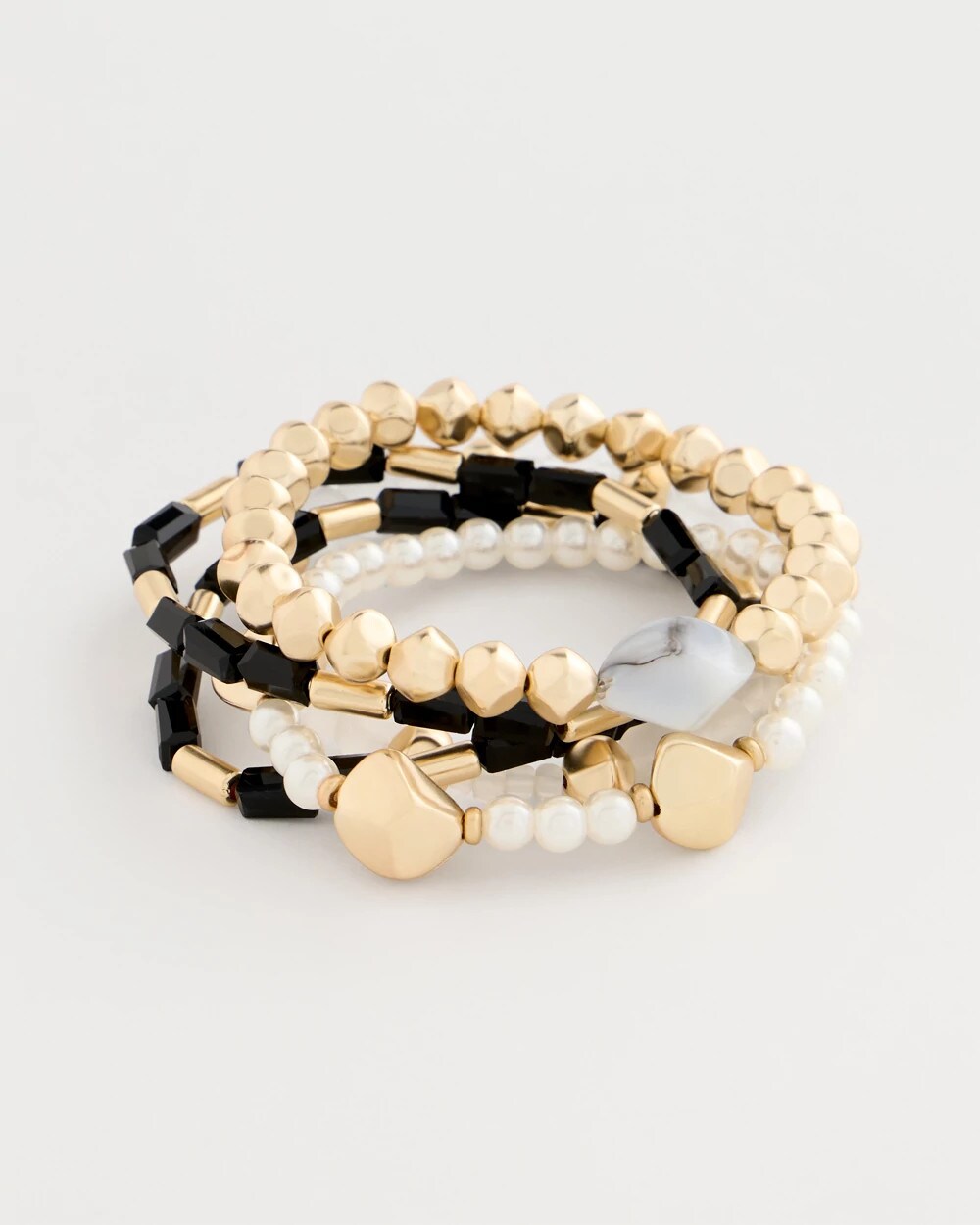 Stretch Set of Five Glam Beaded Bracelets