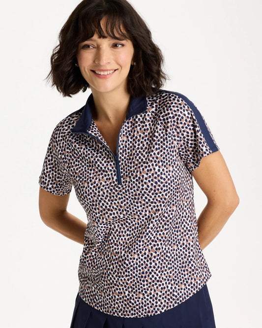 Zenergy UPF Contrast Dot Half Zip Polo