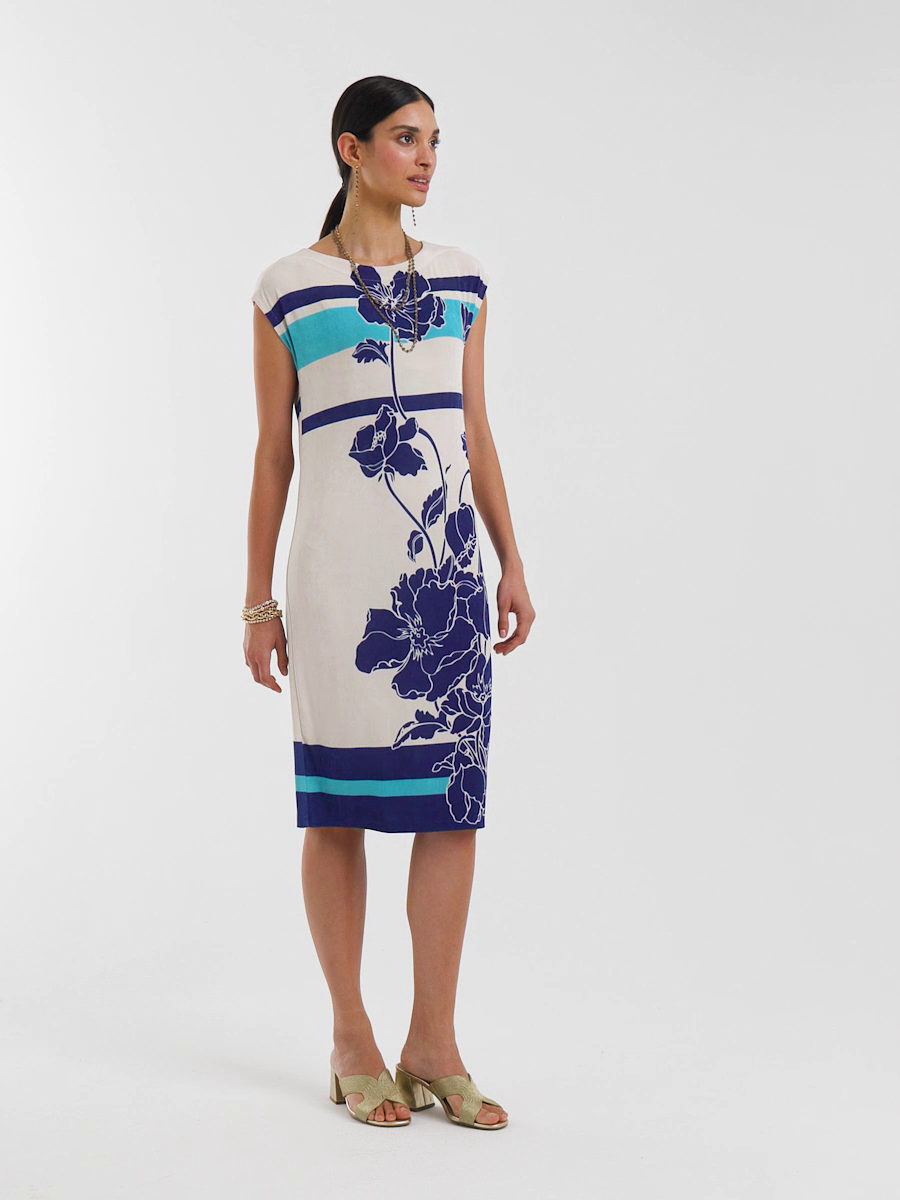 Travelers Wildflower Cap-Sleeved Column Dress