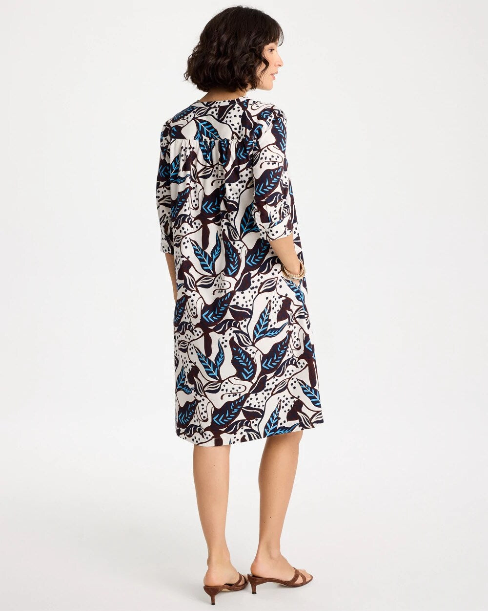 Poplin Cotton Popover Printed Dress