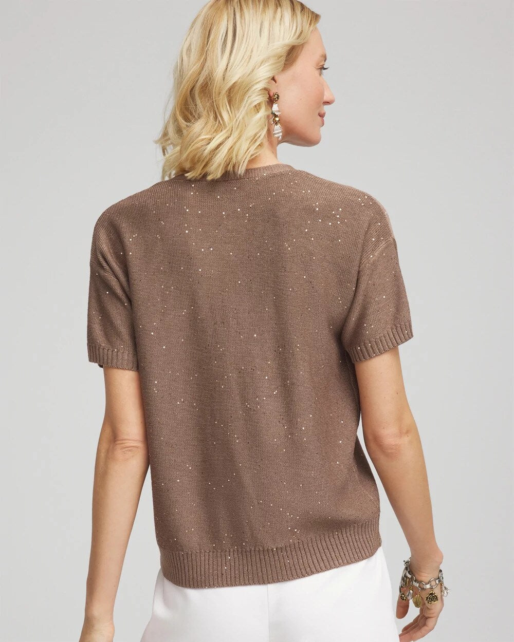 Sequin Short-Sleeved Cardigan