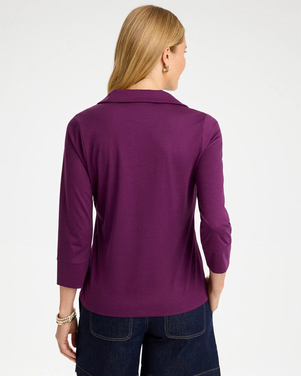 Knit Henley 3/4 Sleeve Tee